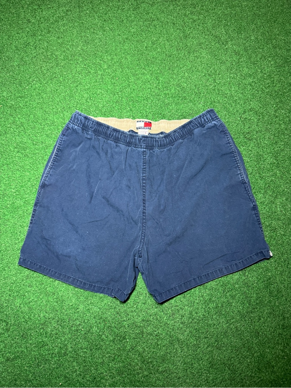 Tommy Hilfiger Vintage Shorts Small Drawstring Blue 90s  Flag Cotton 5”
